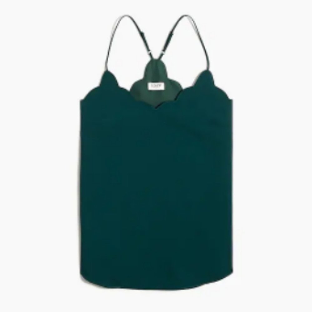 J Crew Factory Scalloped cami top Academic Green